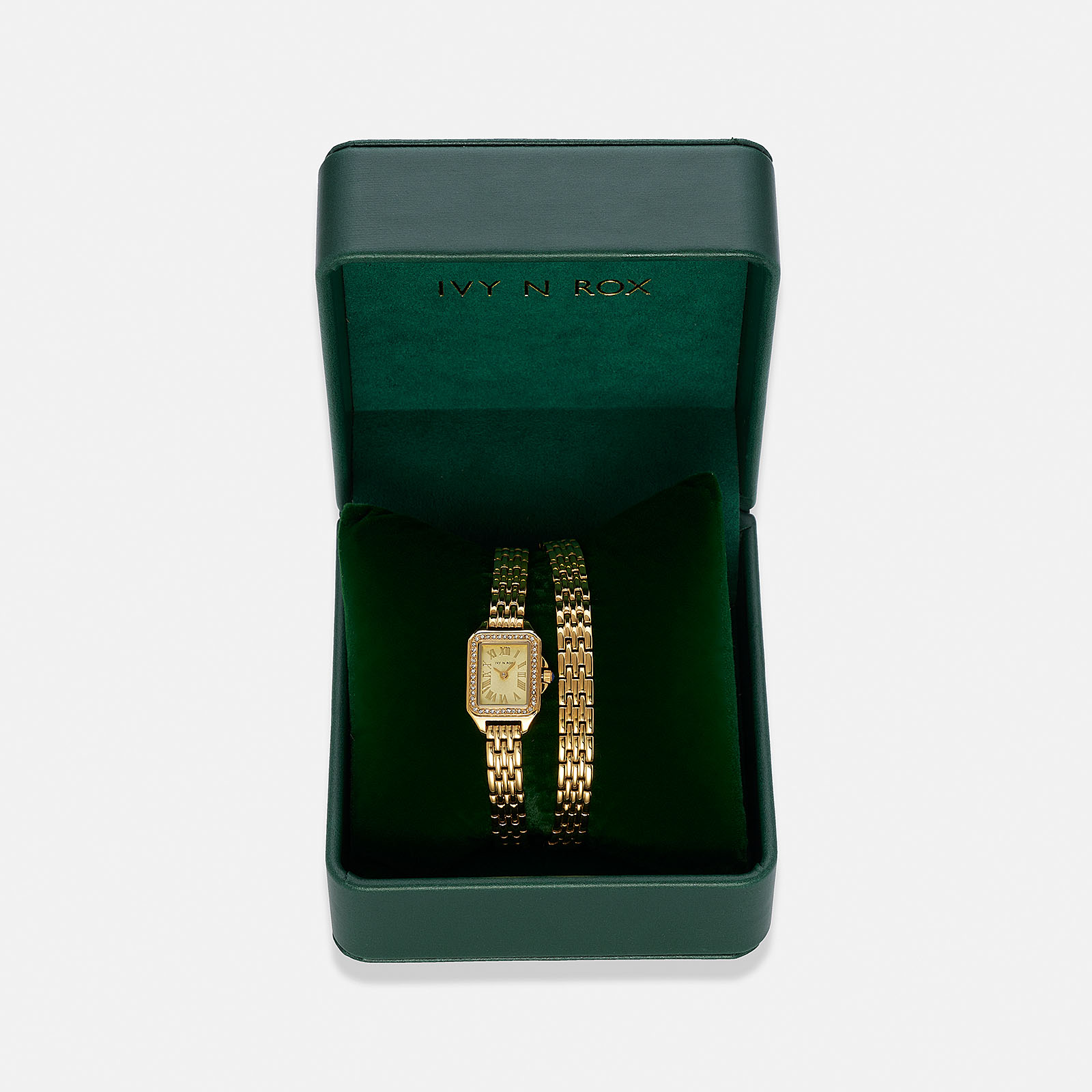 Ivy n Rox Embrace damklocka, guld/vit - 17x28 mm