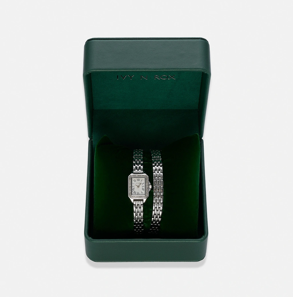 Ivy n Rox Embrace damklocka, silver/vit - 17x28 mm