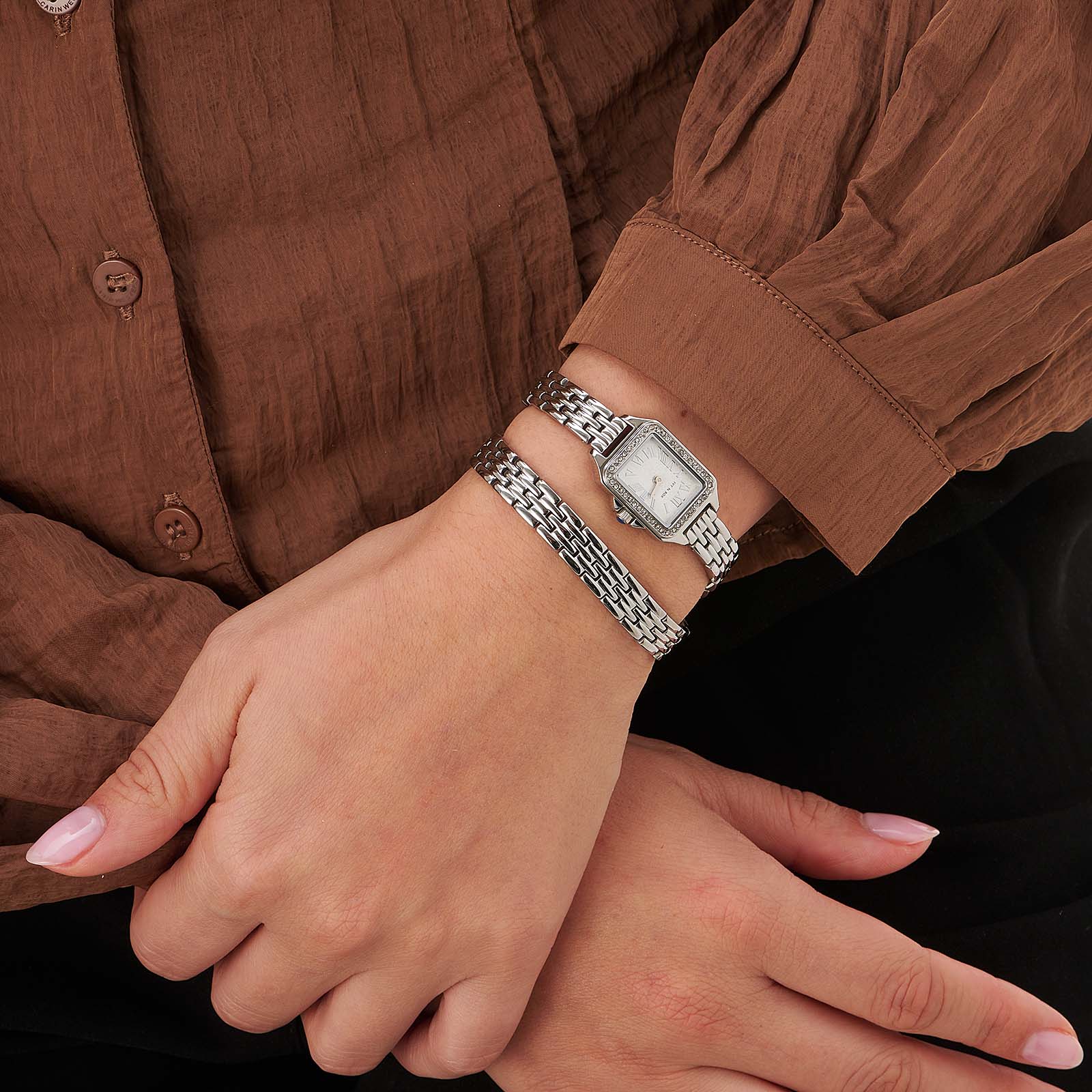 Ivy n Rox Embrace damklocka, silver/vit - 17x28 mm