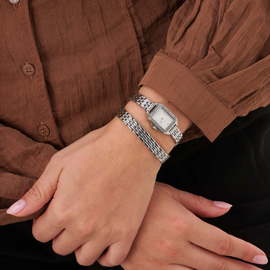 Ivy n Rox Embrace damklocka, silver/vit - 17x28 mm