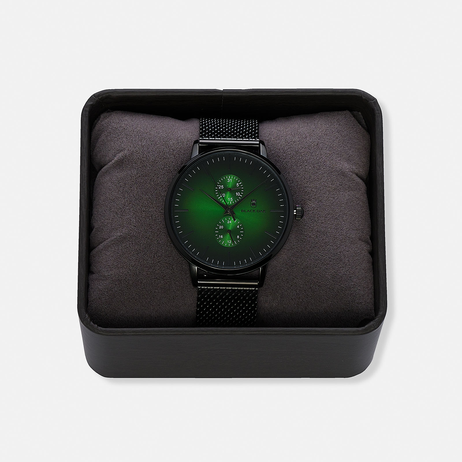 Black Oak Shumardii herrklocka - meshband svart/grön - 42mm