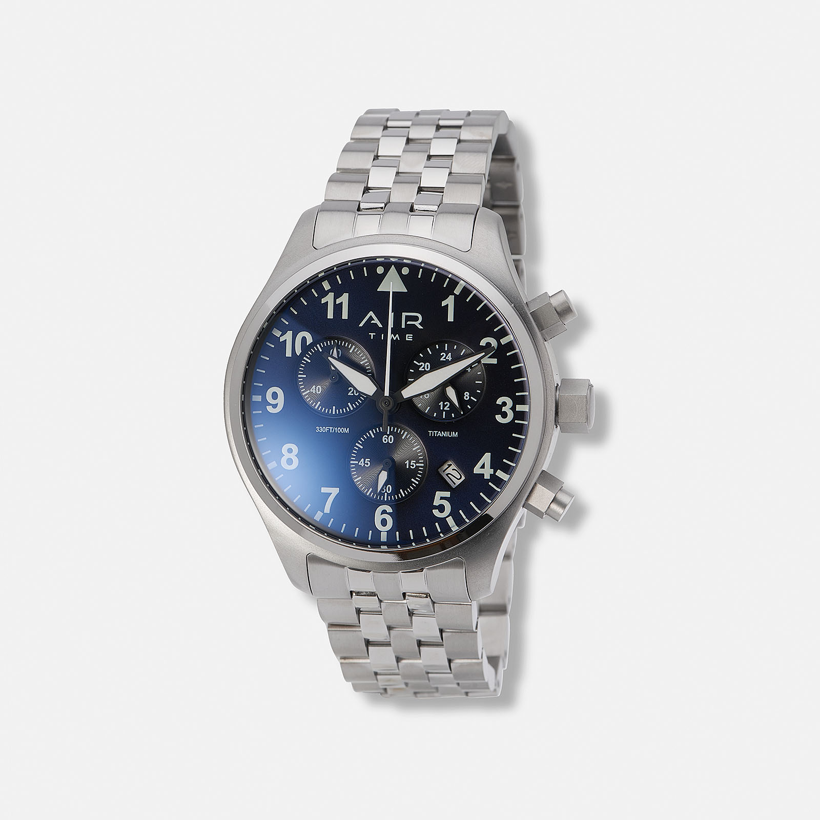 Air Time Chrono, blå tavla, titanlänk - 42 mm Air Time Chrono, blå tavla, titanlänk - 42 mm