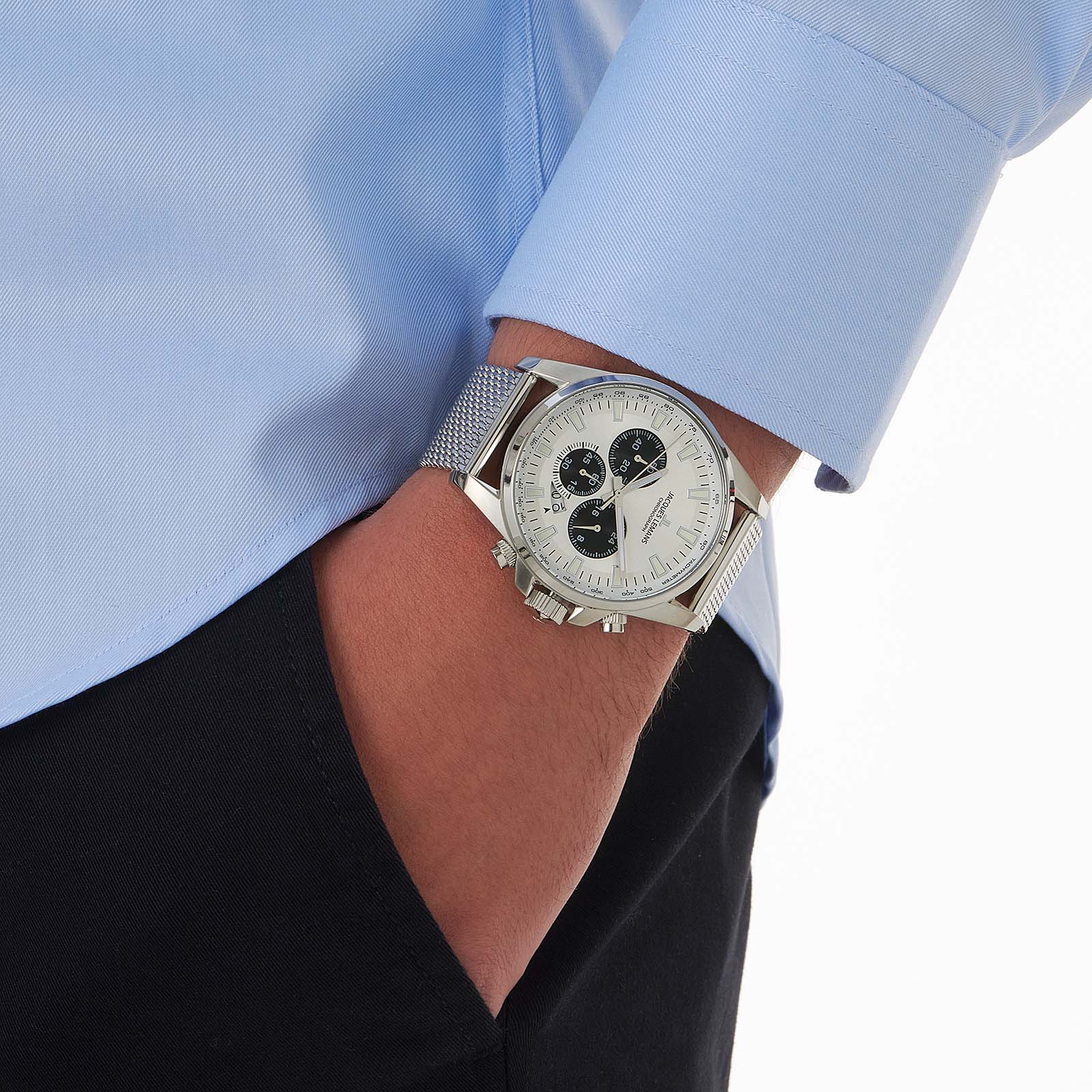 Jacques Lemans Liverpool herrklocka - set vit/stål, 44 mm