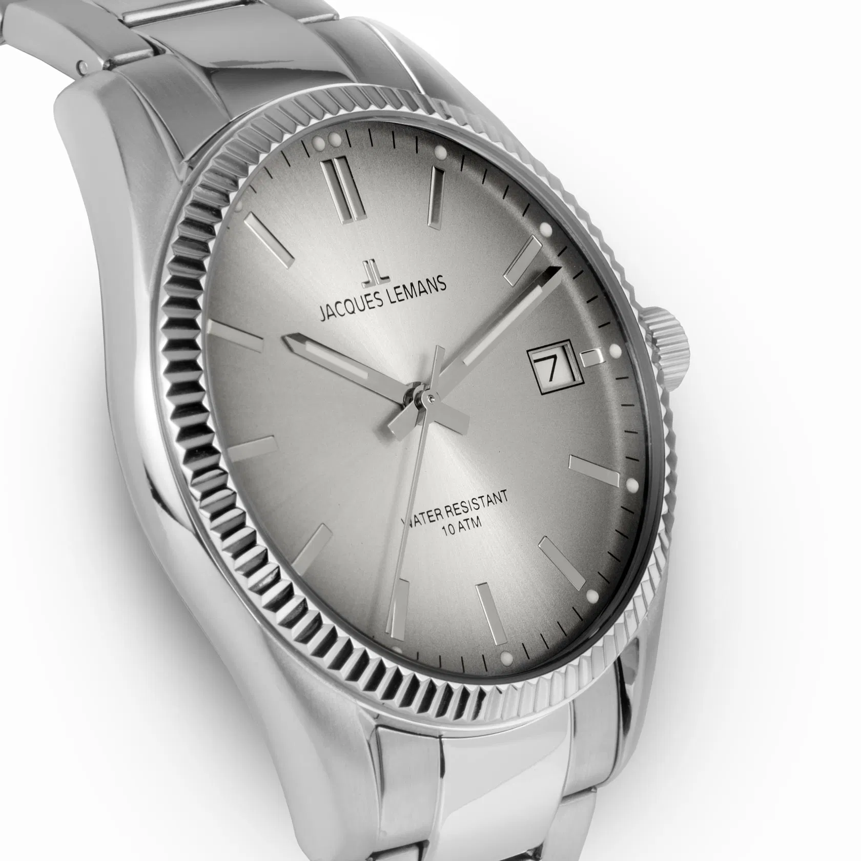 Jacques Lemans Derby - damklocka, vit/stål, 34 mm Jacques Lemans Derby - damklocka, vit/stål, 34 mm