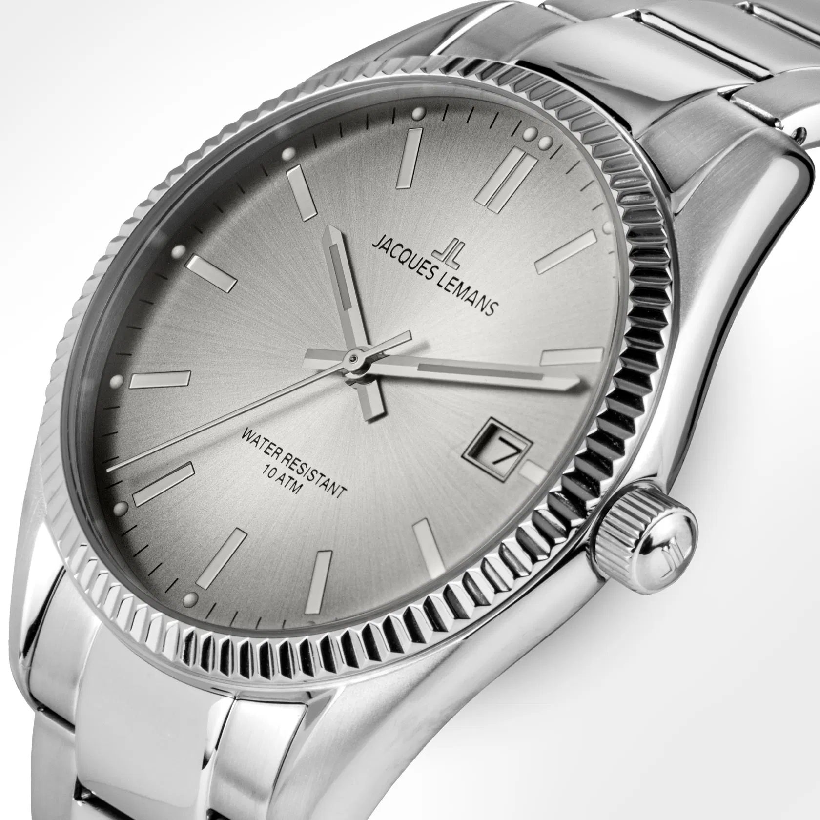 Jacques Lemans Derby - damklocka, vit/stål, 34 mm Jacques Lemans Derby - damklocka, vit/stål, 34 mm