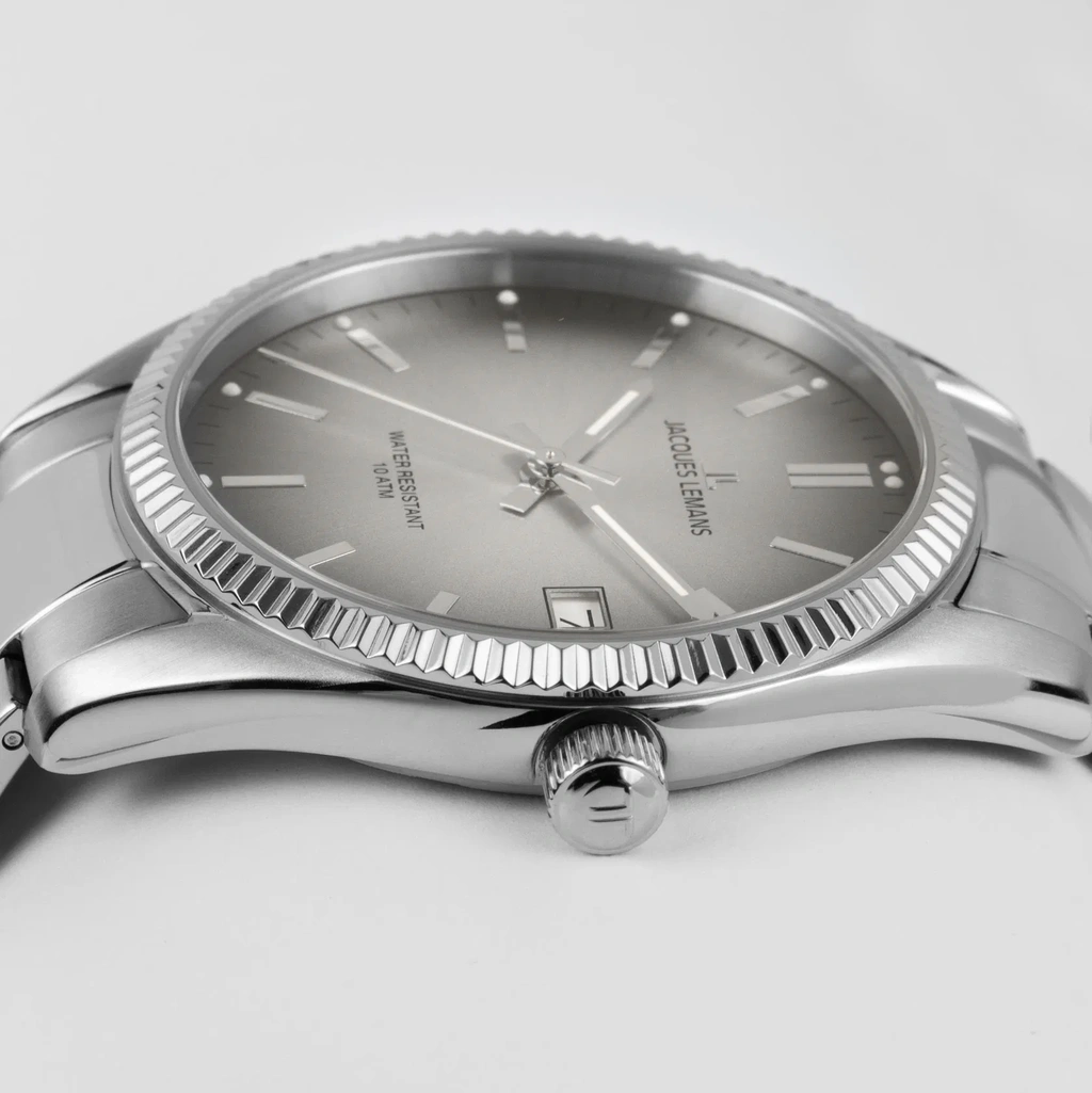 Jacques Lemans Derby - damklocka, vit/stål, 34 mm