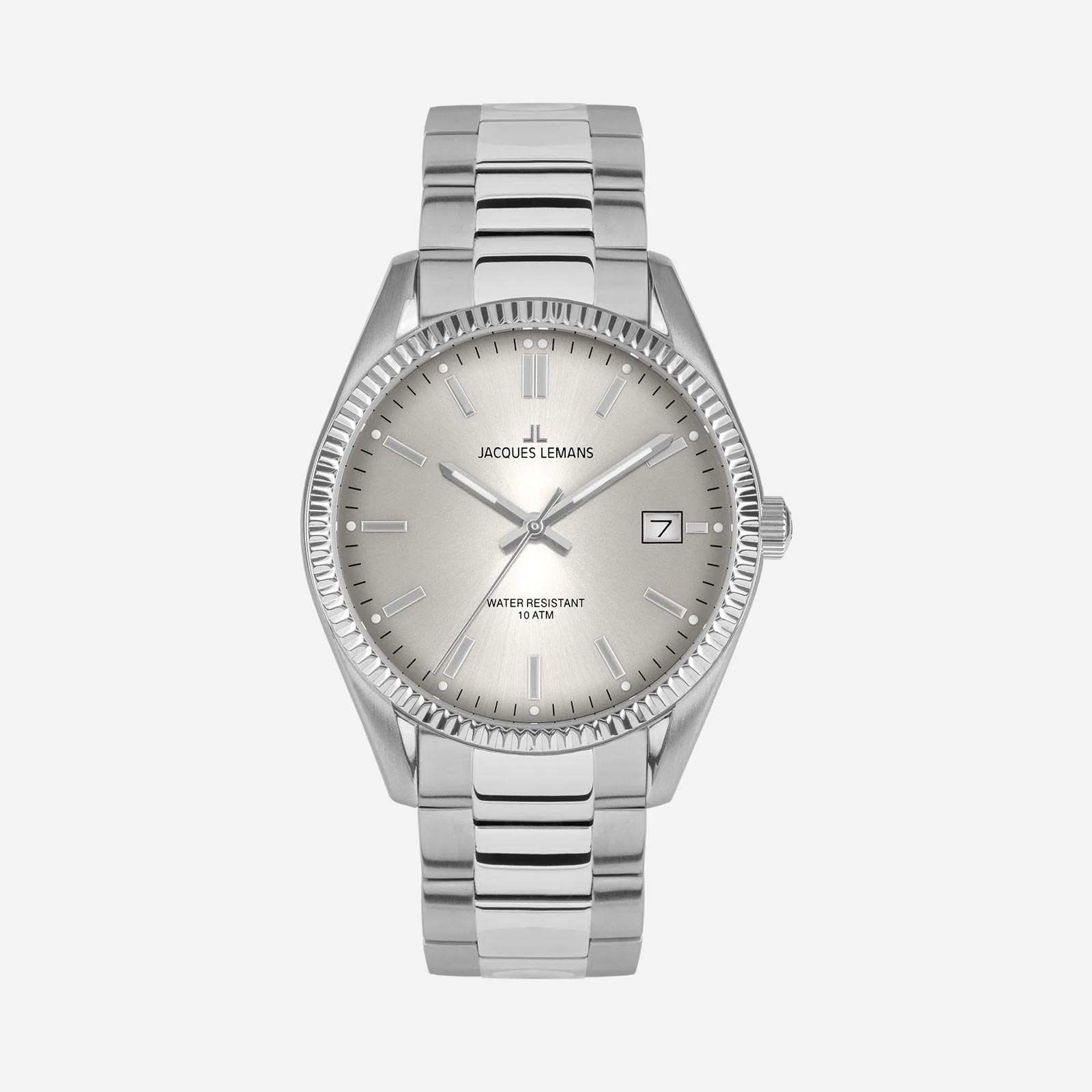 Jacques Lemans Derby - damklocka, vit/stål, 34 mm Jacques Lemans Derby - damklocka, vit/stål, 34 mm