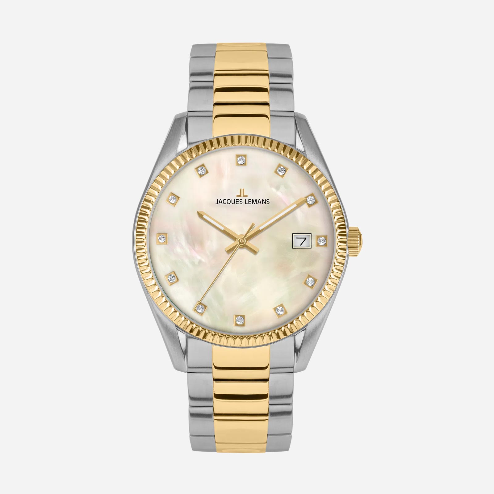 Jacques Lemans Derby - damklocka, vit/stål, 34 mm