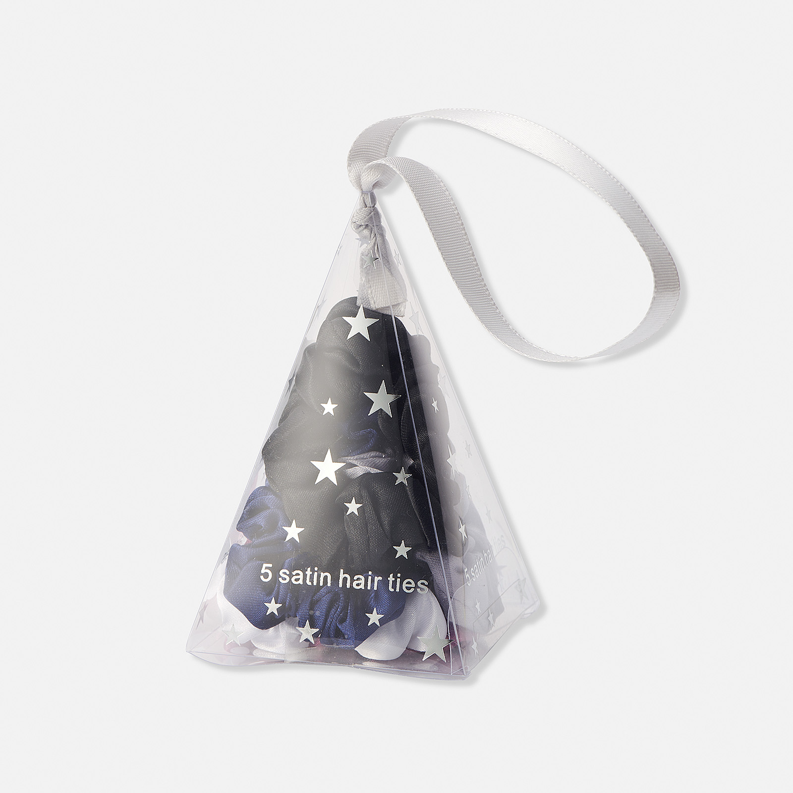 Presentförpackning med fem scrungies svart/grå