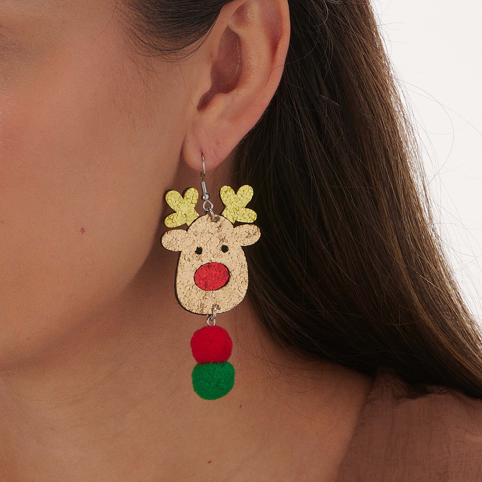 Julörhängen med glittrig rudolf