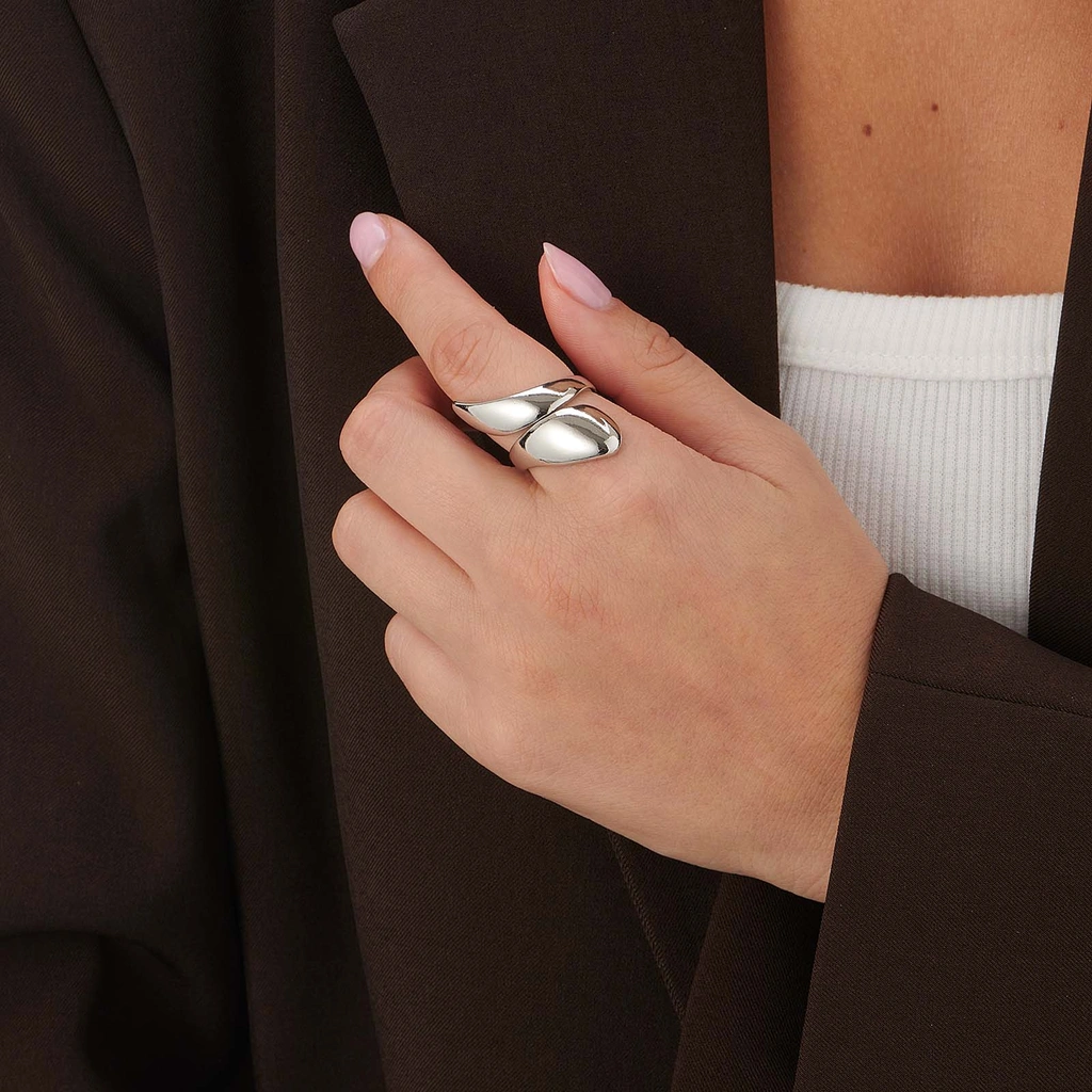 Silverfärgad ring, omlott - 19