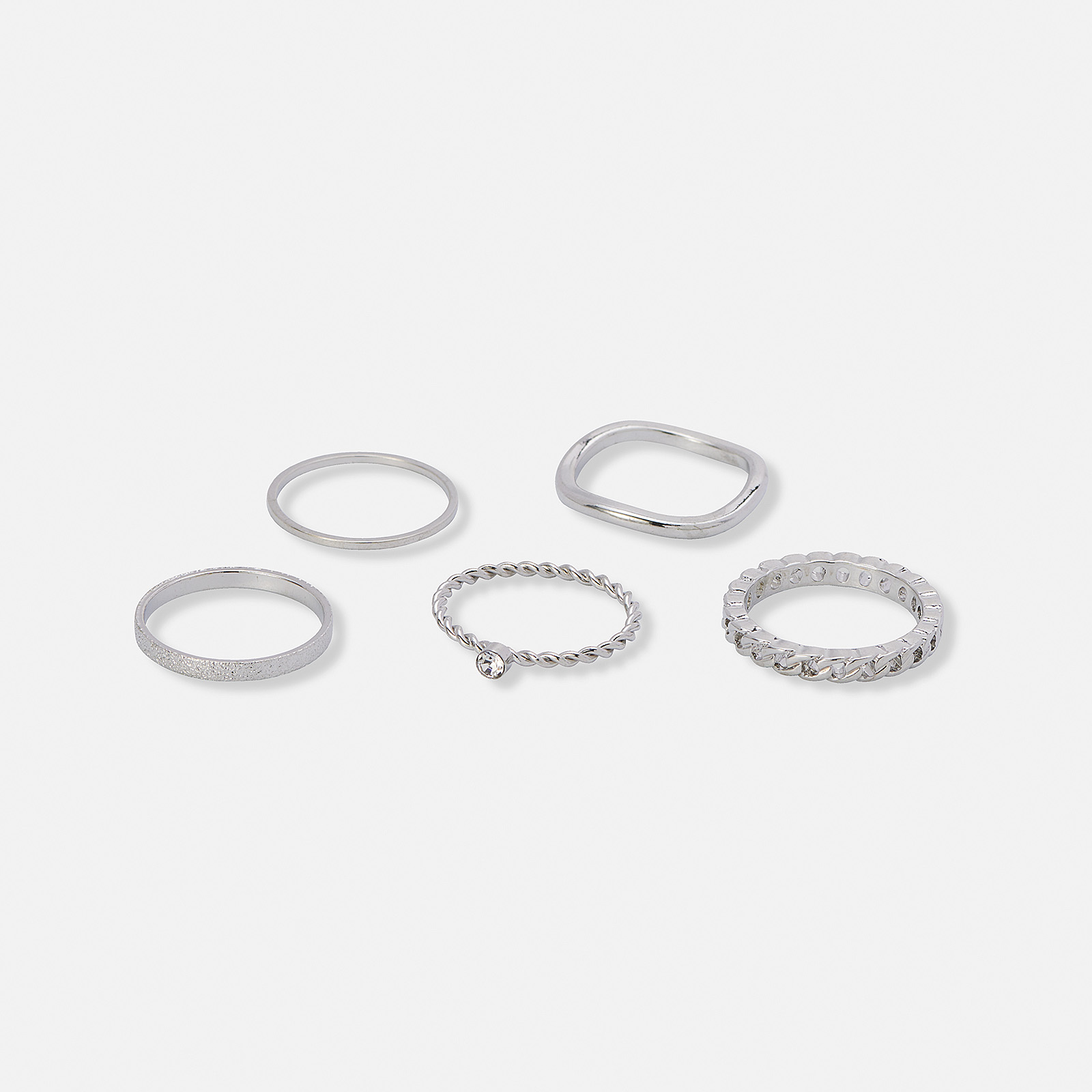 5-pack silverfärgade tunna ringar
