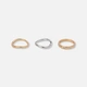 3-pack olika ringar i silver & guldfärg - 18