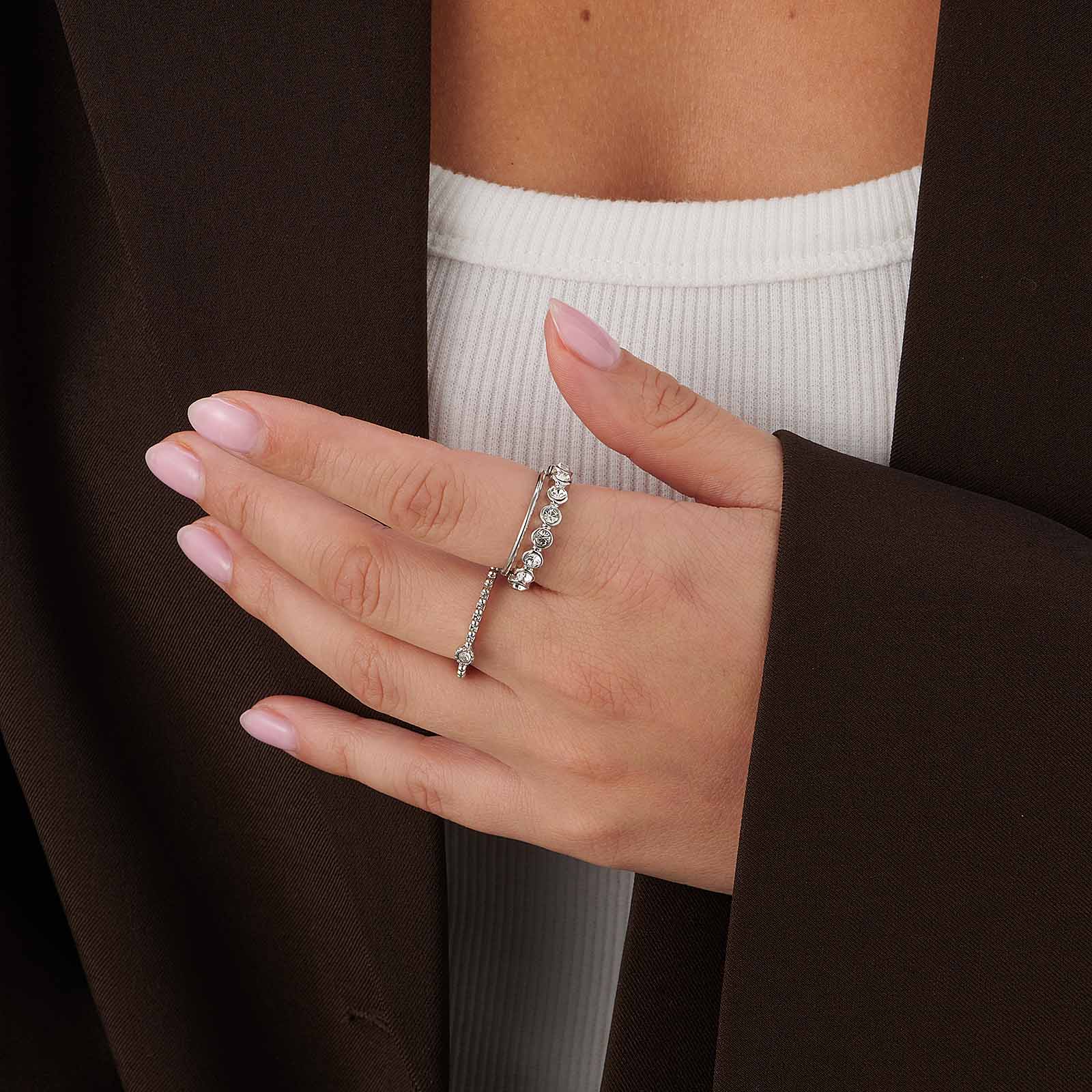 3-pack silverfärgade tunna ringar