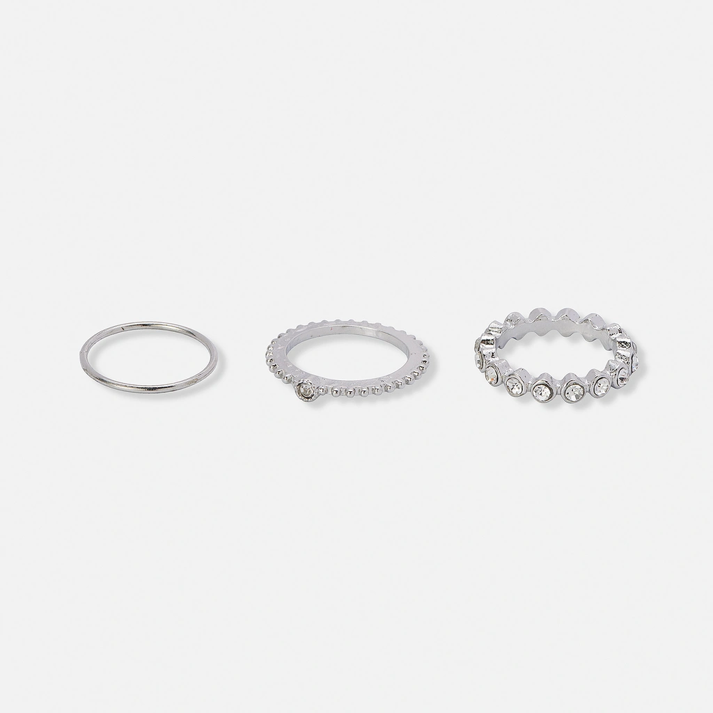 3-pack silverfärgade tunna ringar - 17