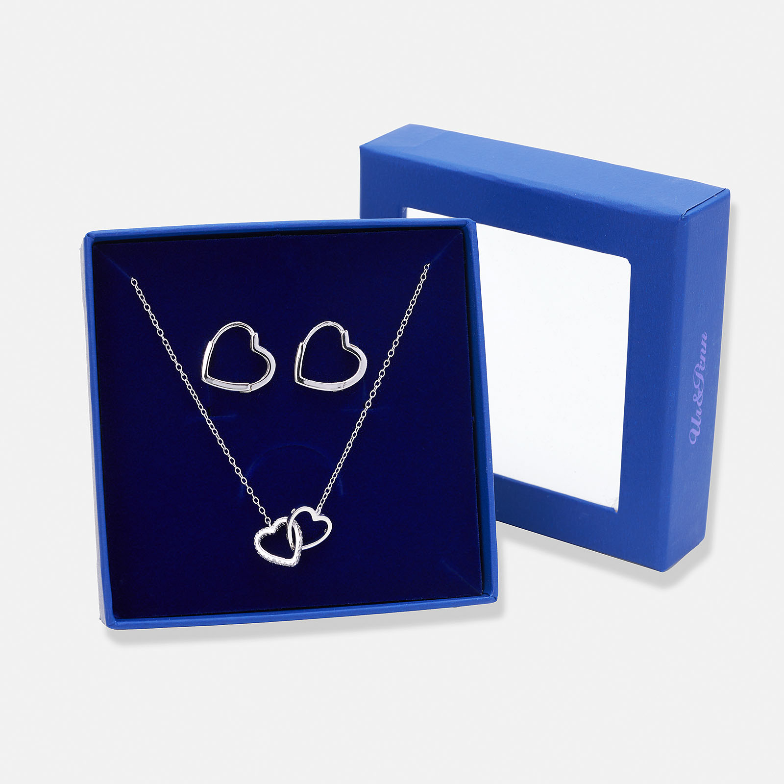 Örhängen & halsband set i äkta silver - länkade hjärtan Örhängen & halsband set i äkta silver - länkade hjärtan