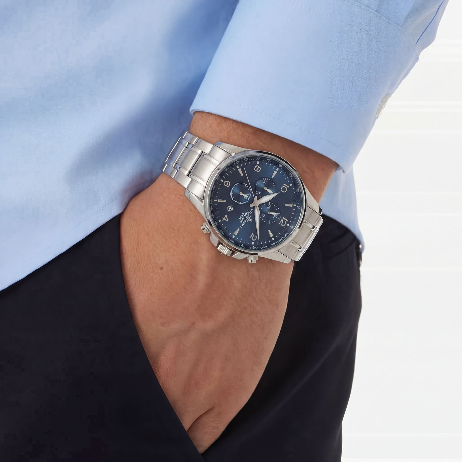 Jacques Lemans London herr, stål/blå 44 mm - 1-1844ZG