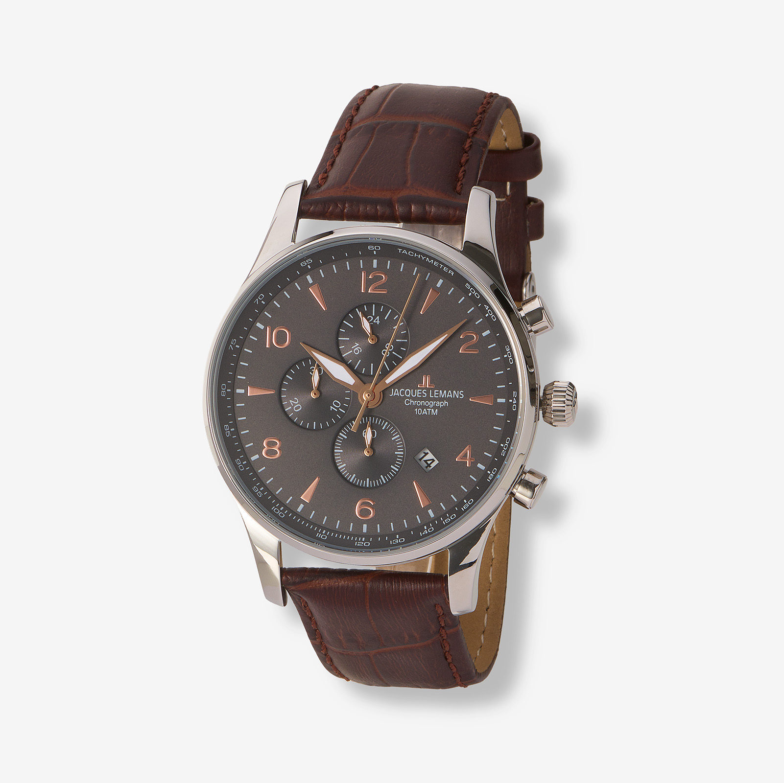 Jacques Lemans London herr, svart/brun 44 mm - 1-1844ZK