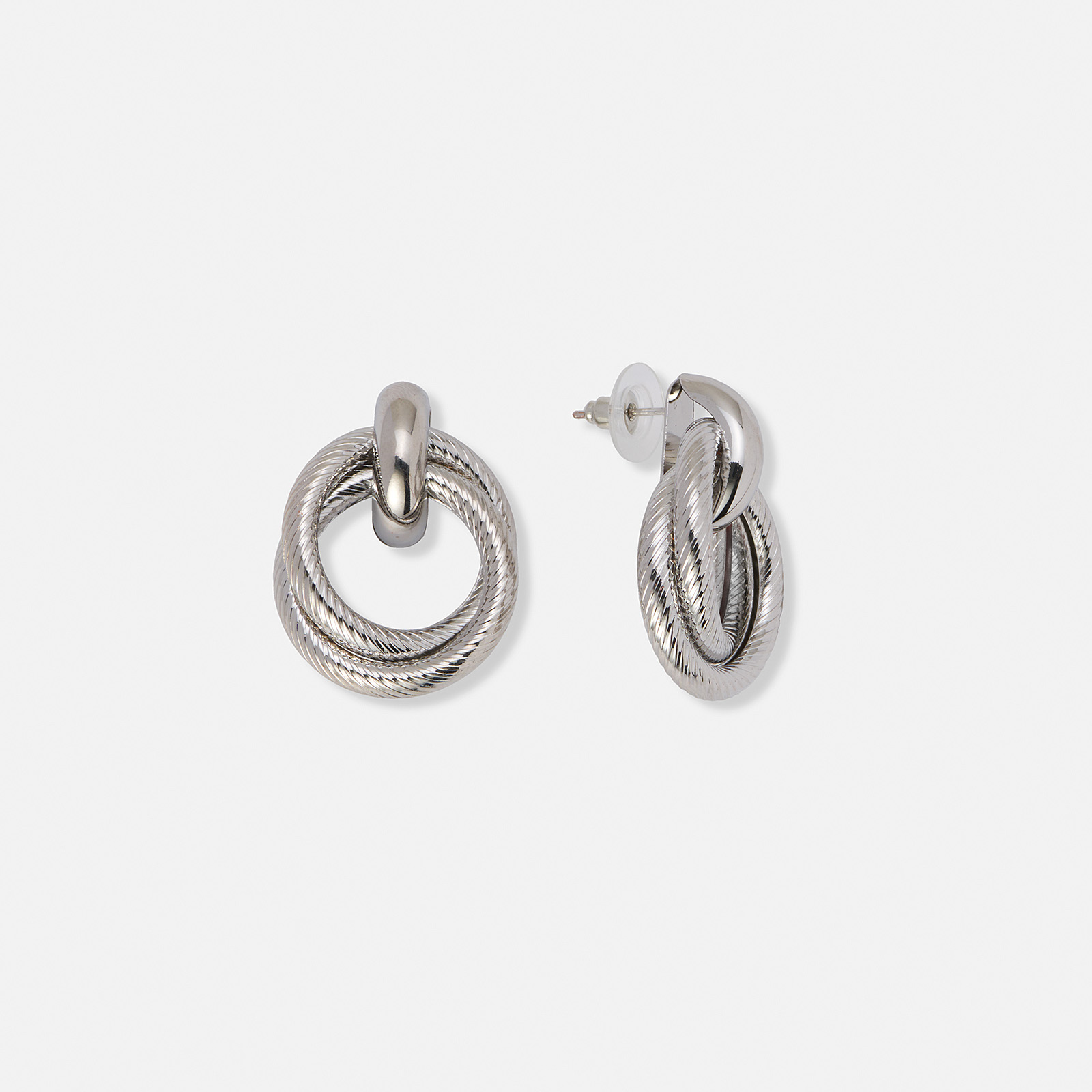 Silverfärgade örhängen, dubbla ringar - 20x35mm