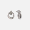 Silverfärgade örhängen, dubbla ringar - 20x35mm