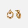 Guldfärgade örhängen, dubbla ringar - 20x35mm