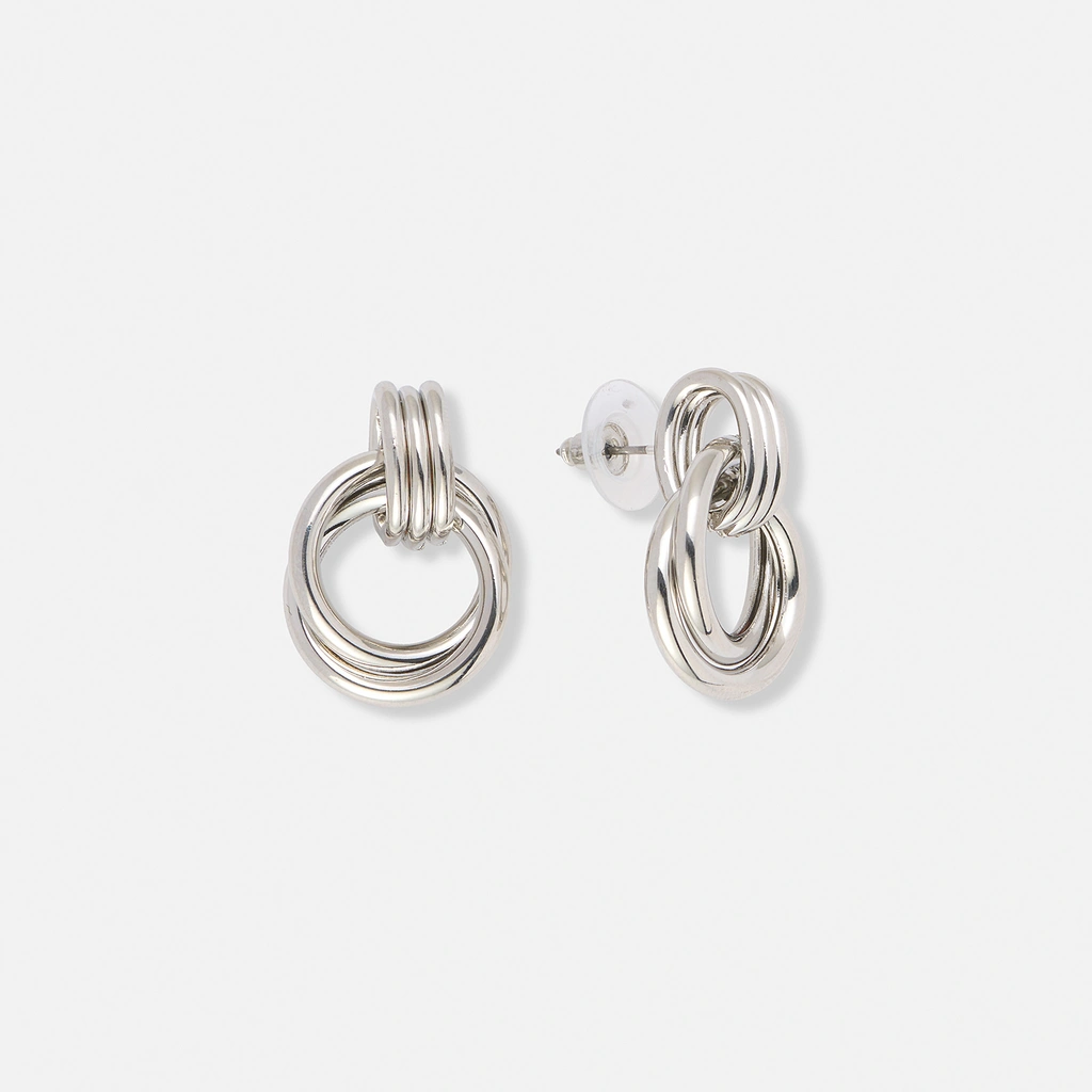 Silverfärgade örhängen, länkade ringar - 20mm
