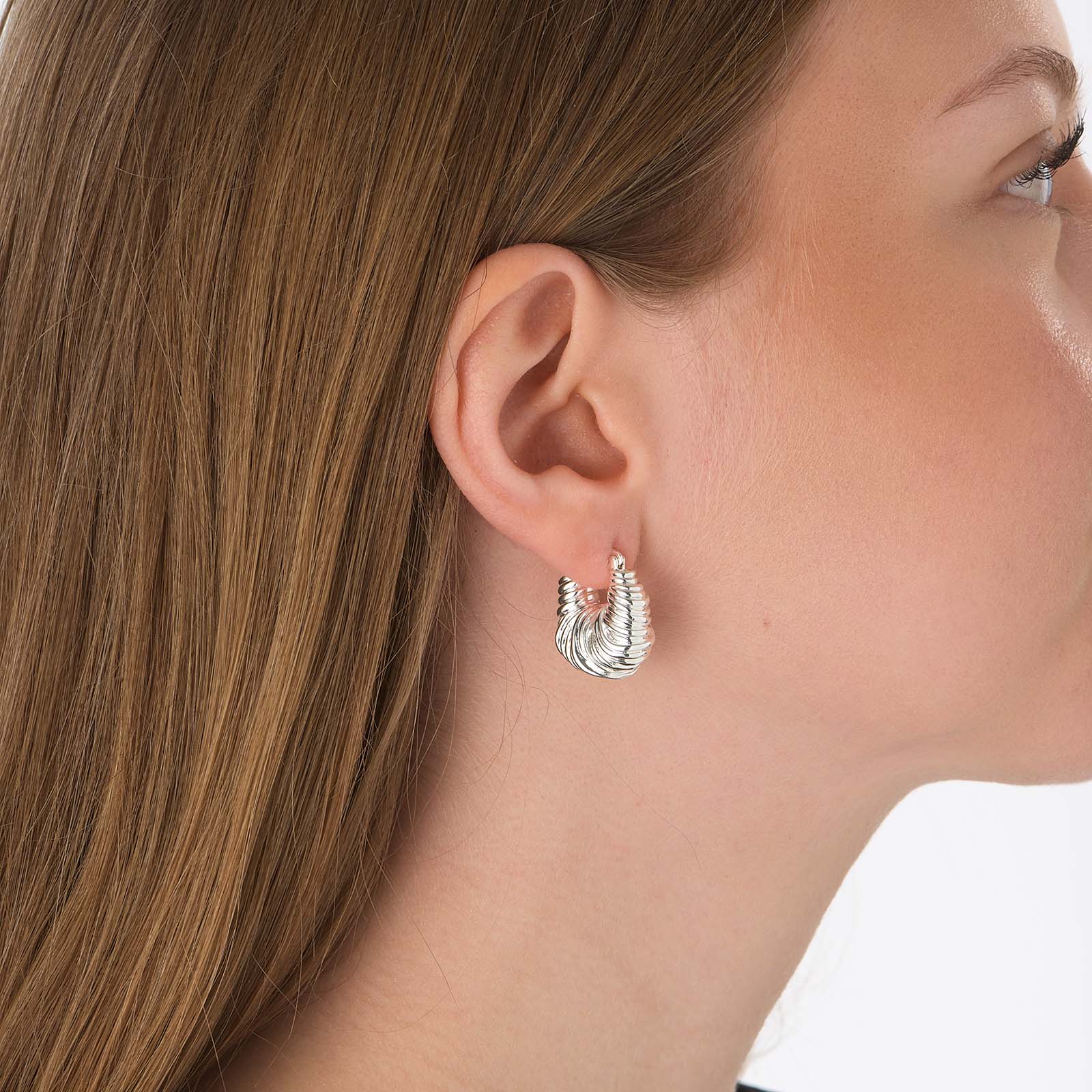 Silverfärgade chunky mönstrade hoops - 20mm