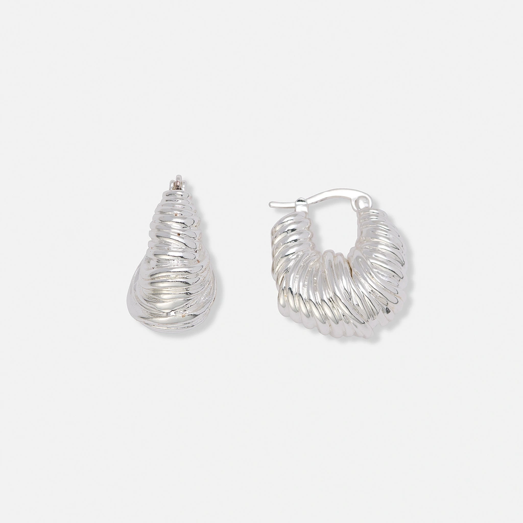 Silverfärgade chunky mönstrade hoops - 20mm
