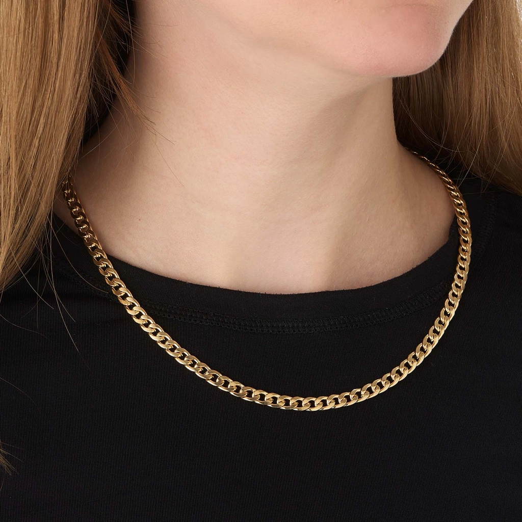 Guldfärgat halsband, pansarlänk - 38+8cm