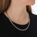 Silverfärgat halsband, pansarlänk - 38+8cm