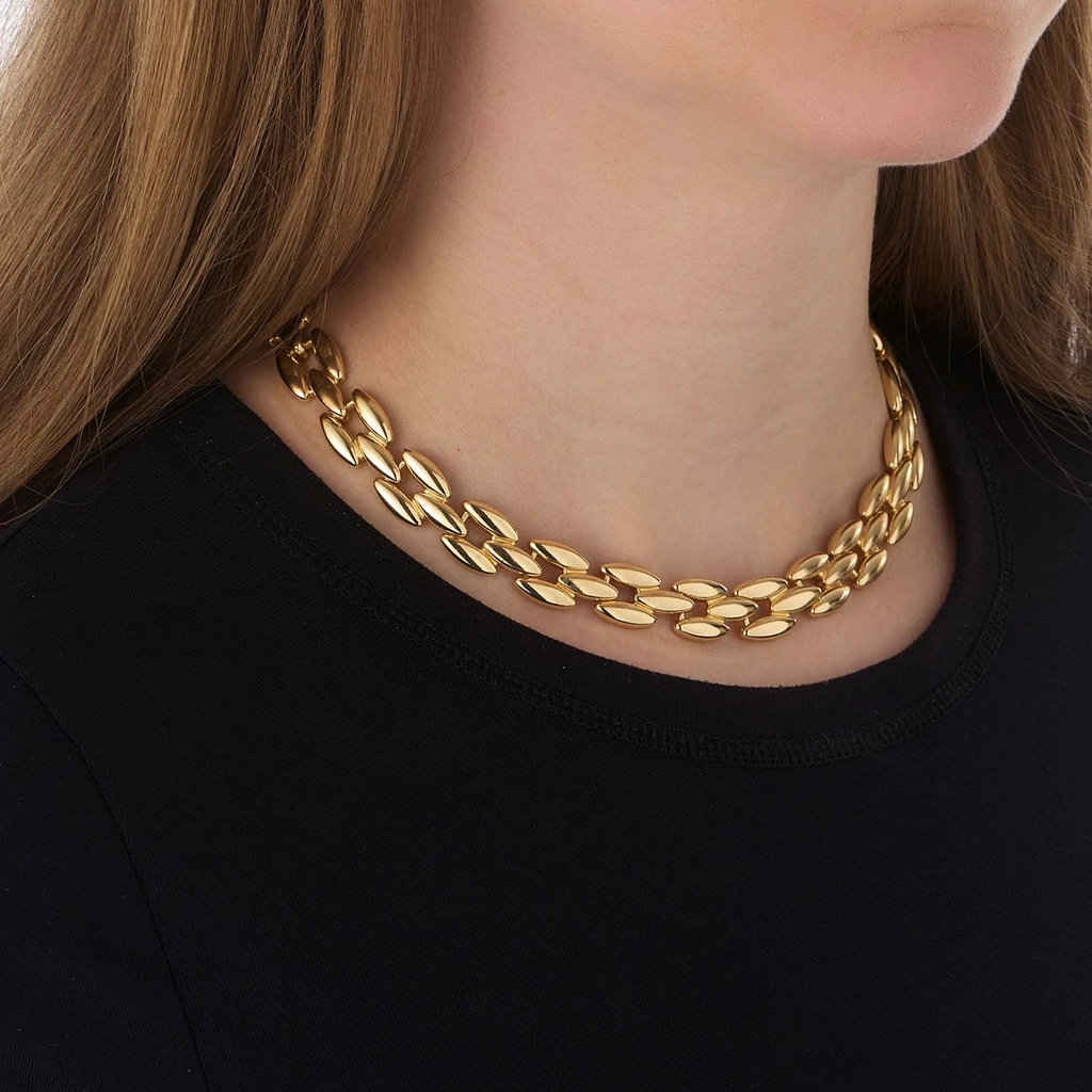 Guldfärgat chunky halsband, ovala länkar - 42cm