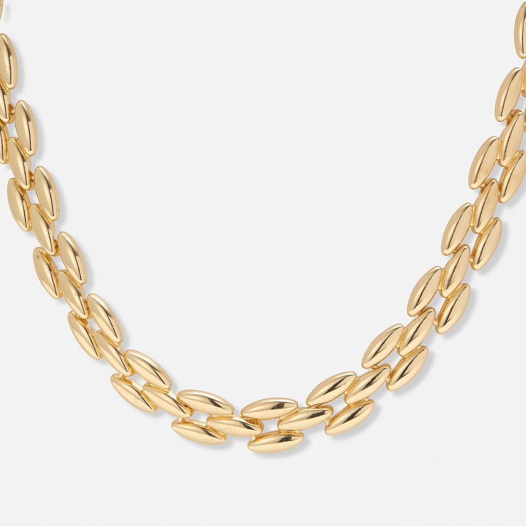 Guldfärgat chunky halsband, ovala länkar - 42cm