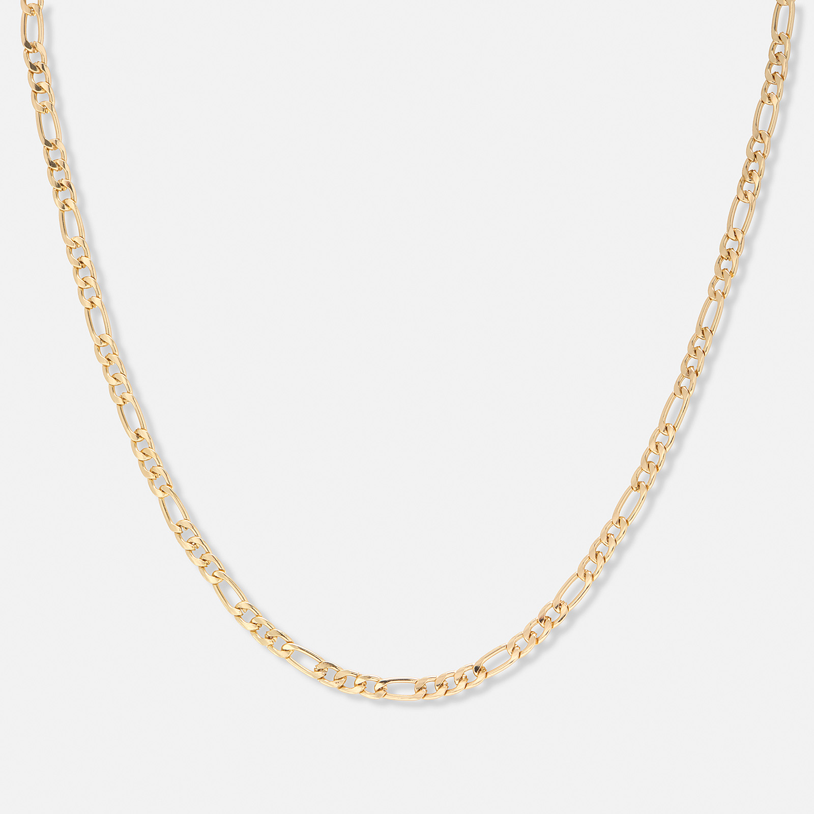 Guldfärgat  halsband, figarolänk  - 38+8cm