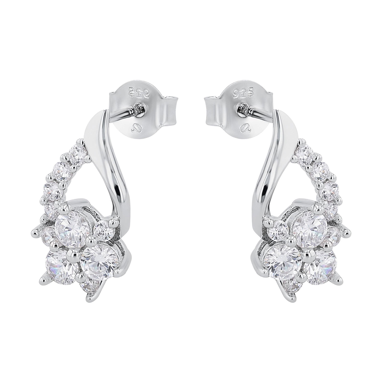 Silverörhängen droppform med blommor