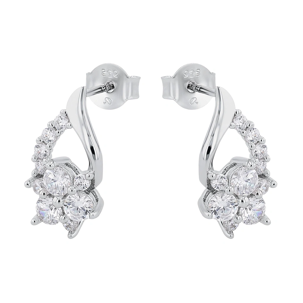 Silverörhängen droppform med blommor