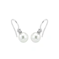 Silverörhängen, hängande syntetisk pärla - 22mm