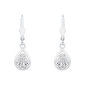 Silverörhängen, hängande droppformade stenar - 28 mm