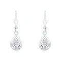 Silverörhängen, hängande droppformade stenar - 28 mm