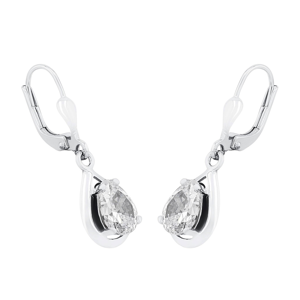 Silverörhängen, hängande droppformade stenar - 28 mm