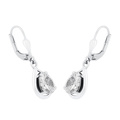 Silverörhängen, hängande droppformade stenar - 28 mm