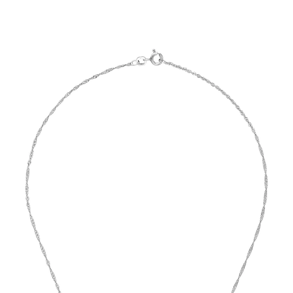 Silverhalsband, cirkel med vita stenar - 45 cm