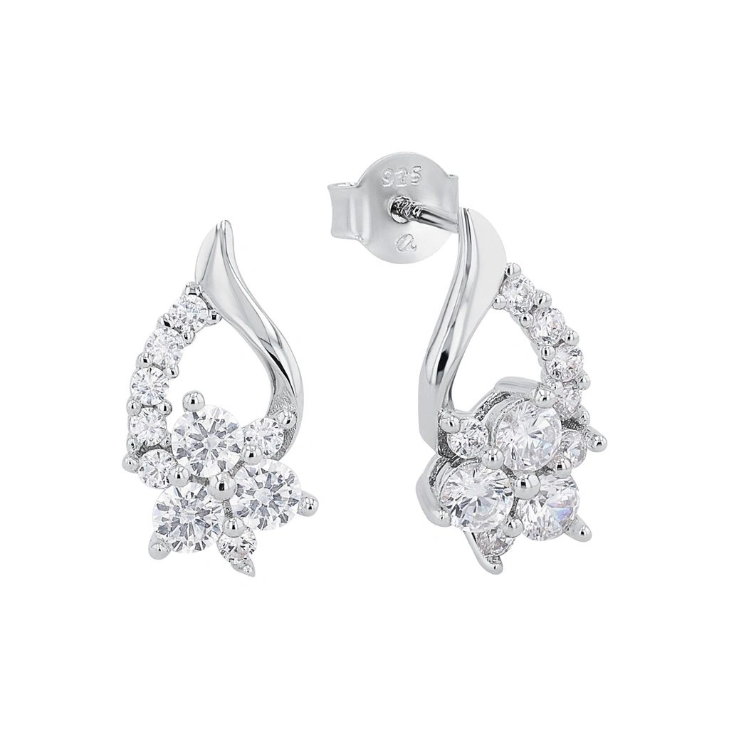 Silverörhängen droppform med blommor