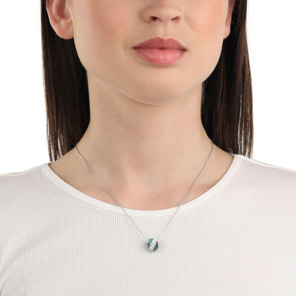 Silverhalsband, halsband och örhängen med vita stenar - 45 cm