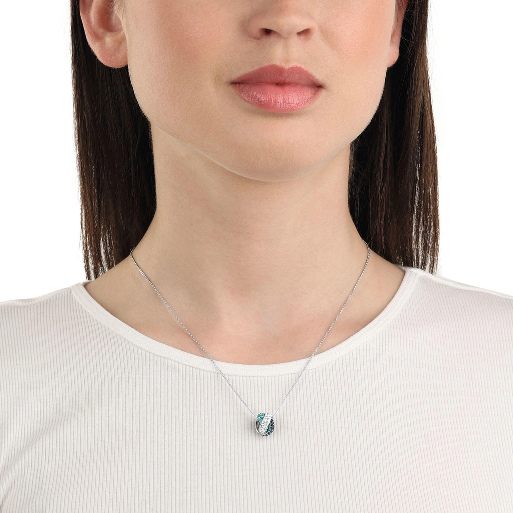 Silverhalsband, halsband och örhängen med vita stenar - 45 cm