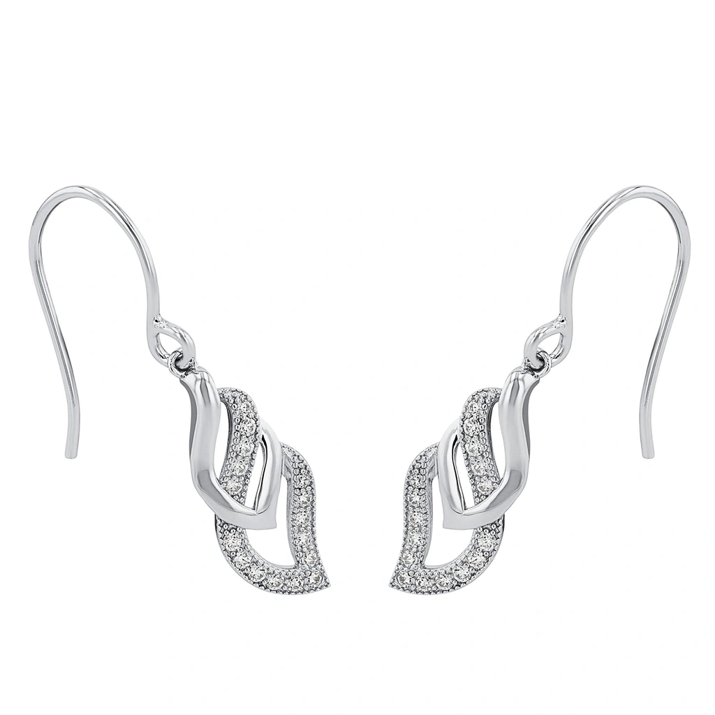 Silverörhängen, krokar mönstrade blad - 21 mm