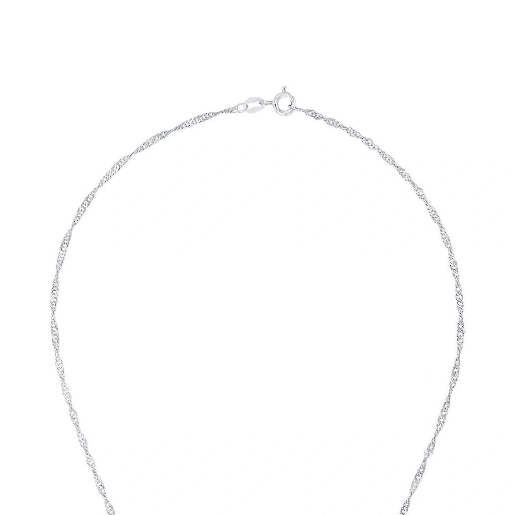 Silverhalsband, droppe med vita stenar - 45 cm