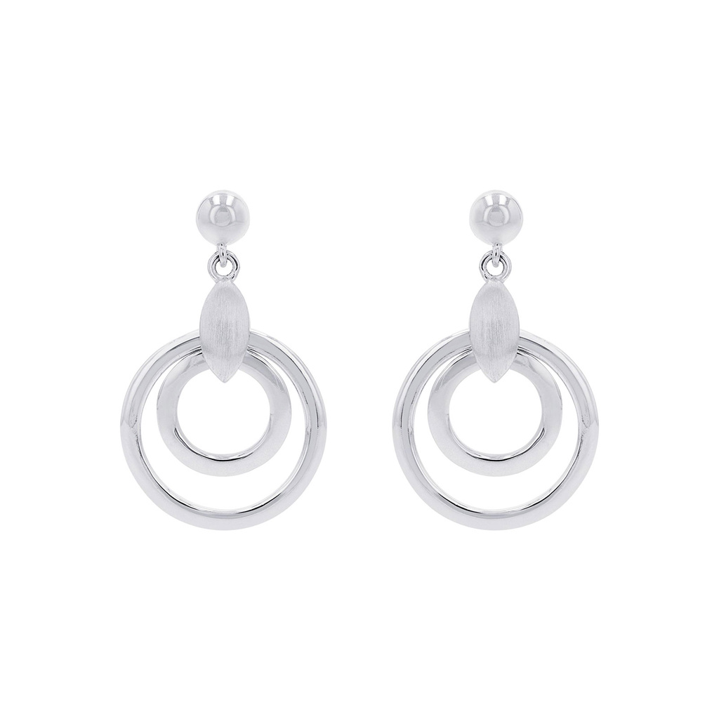 Silverörhängen, hängande dubbla cirklar - 27 mm