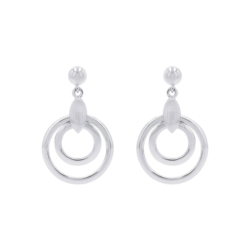 Silverörhängen, hängande dubbla cirklar - 27 mm