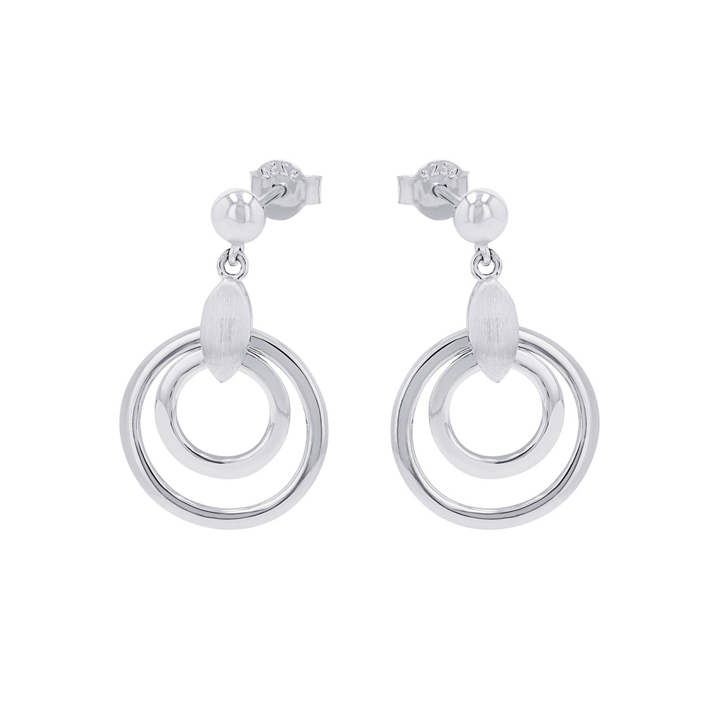 Silverörhängen, hängande dubbla cirklar - 27 mm