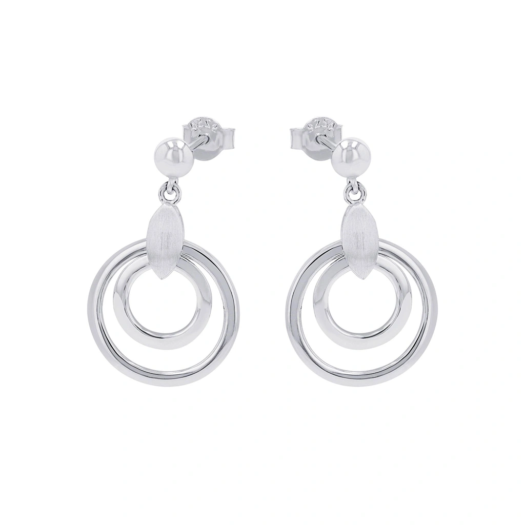 Silverörhängen, hängande dubbla cirklar - 27 mm